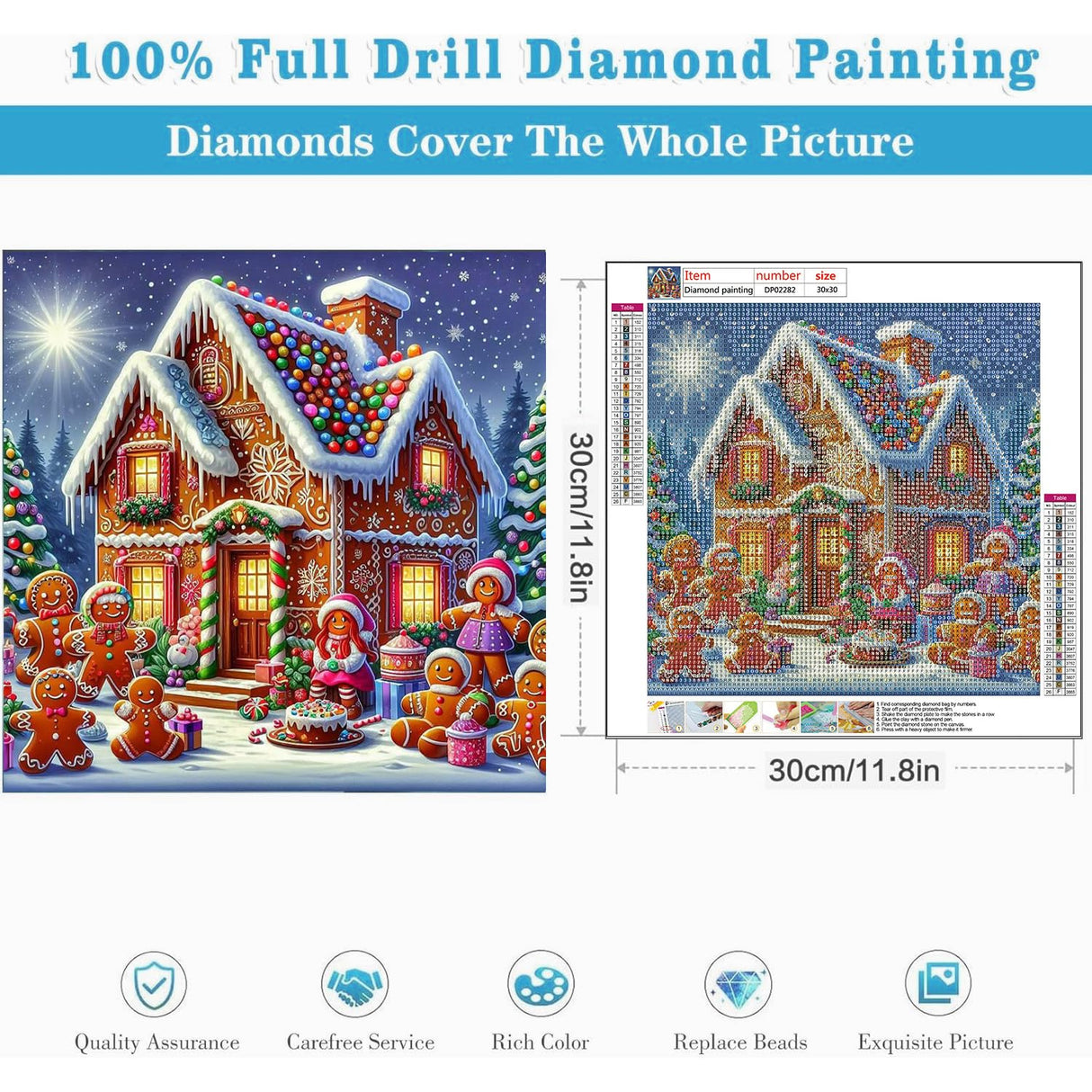 Cartoon House Diamond Art Kits for Adults,Christmas 5D Diamond Painting Kits for Adults Beginners,DIY Full Round Drill Diamond Dot Painting Gem Art Kits for Adult, Home Wall Decor12x12Inch ARPADAMO