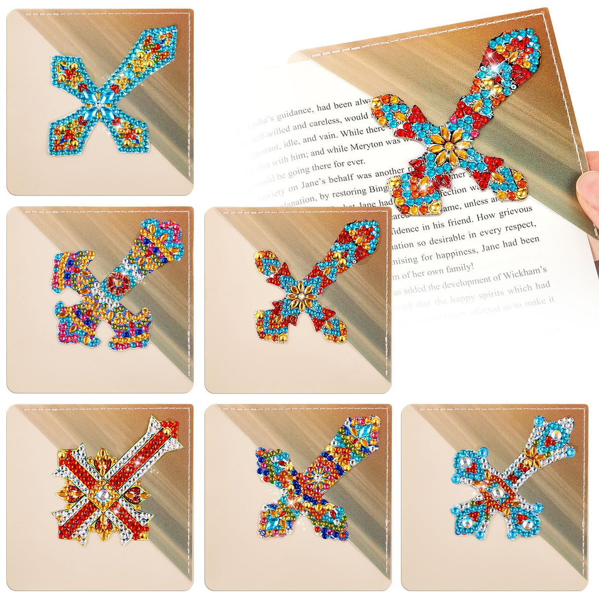 6 Pcs Cross Diamond Art Bookmarks Diamond Painting Bookmark Kits Cross Crystal Bookmarks 5d Rhinestone Crystal Painting Book Markers Gifts for Women Craft Read Office Home DIY Book Lovers Qilery