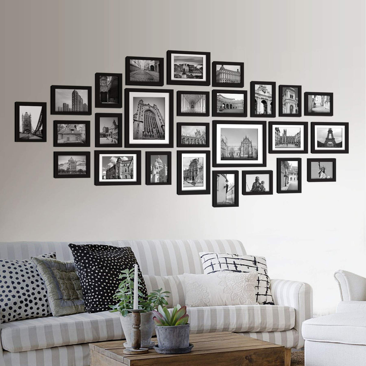 26 Pieces Picture Frames Set Collage Photo Frames Wall Gallery Kit for Wall and Home, Two in 8X10, Five in 5X7, Seven in 4X6, Twelve in 3.5X5 in Black White (Black) Transforcat