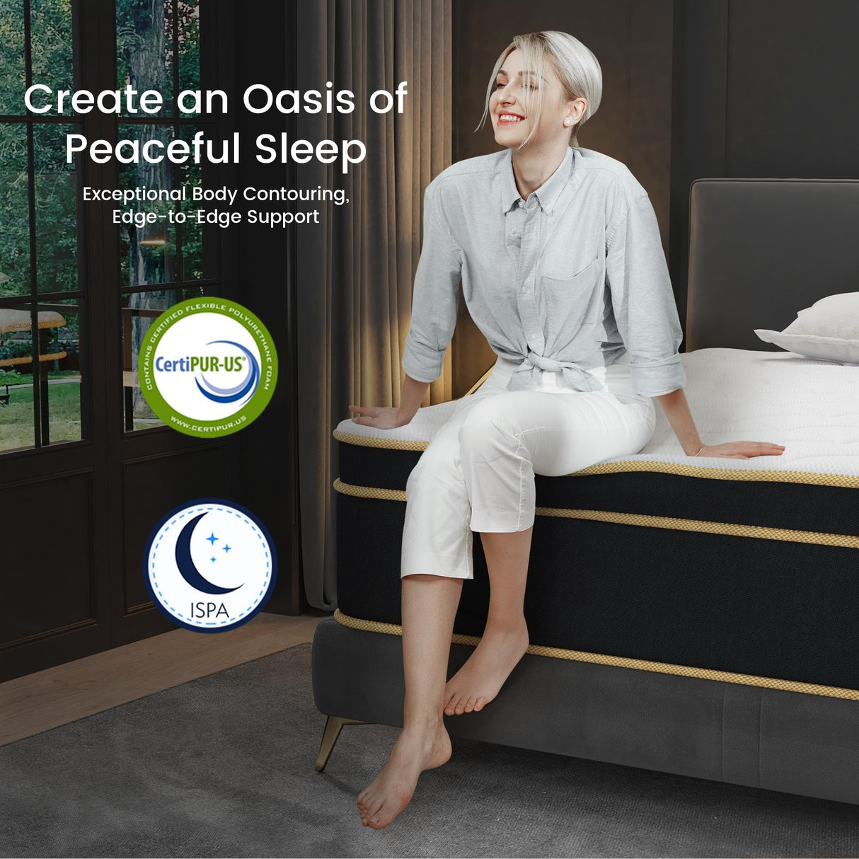 LETMOON Firm Queen Mattress, 16 Inch Gel Memory Foam Hybrid Mattress Queen Size Bed in a Box, Pressure & Pain Relief, CertiPUR-US, Individual Pocket Spring, Edge Support LETMOON