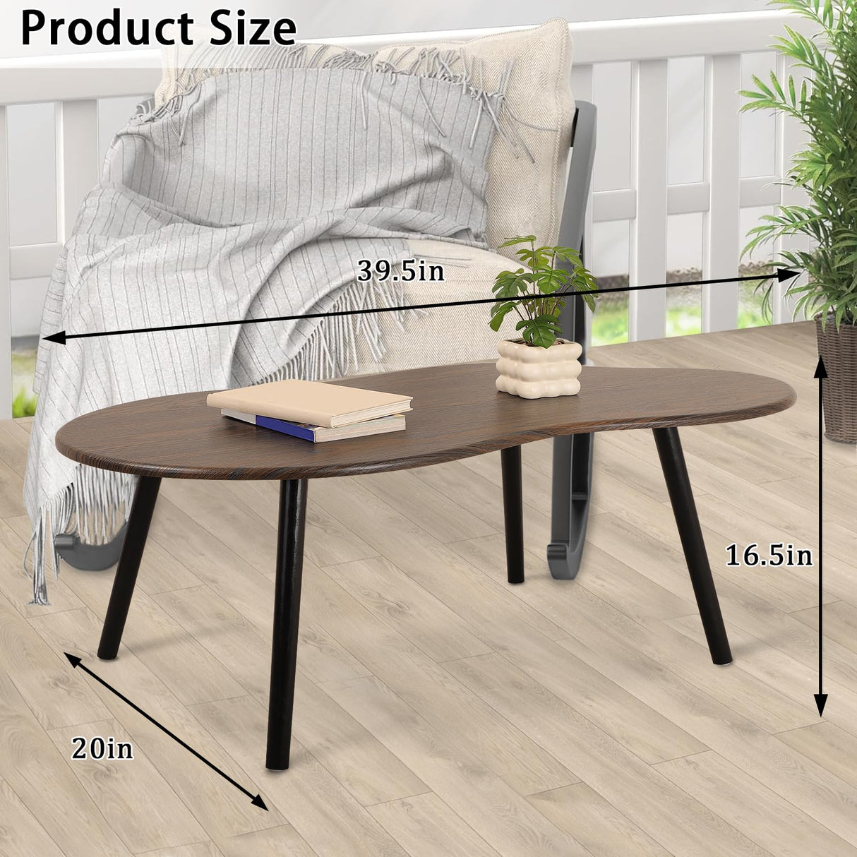 Modern Coffee Tables for Living Room Cloud Shape Center Table Industrial Irregular Wood Grain Table Top Coffee Table, Rustic Brown Unique Furniture for Living Room Home FEUFOAM