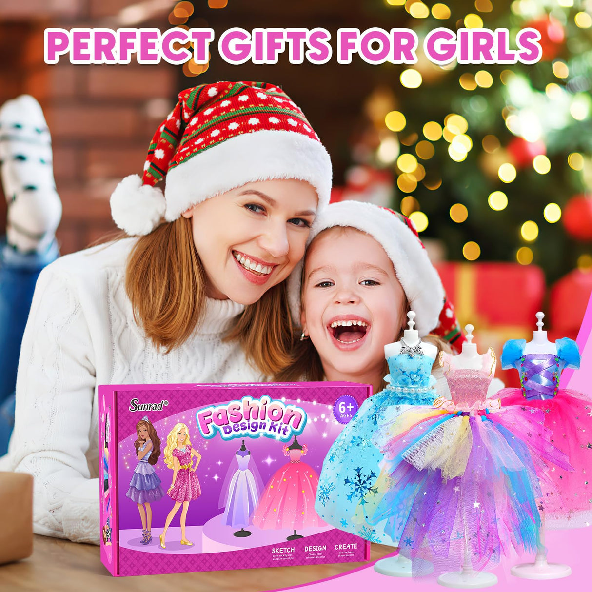 Sunrad 1500+ PCS Fashion Designer Kits for Girls with 6 Mannequins, DIY Arts & Crafts Sewing Kit for Kids Doll Clothes Making Toys, Birthday Gifts for Girls Age 6 7 8 9 10 11 12+ Sunrad