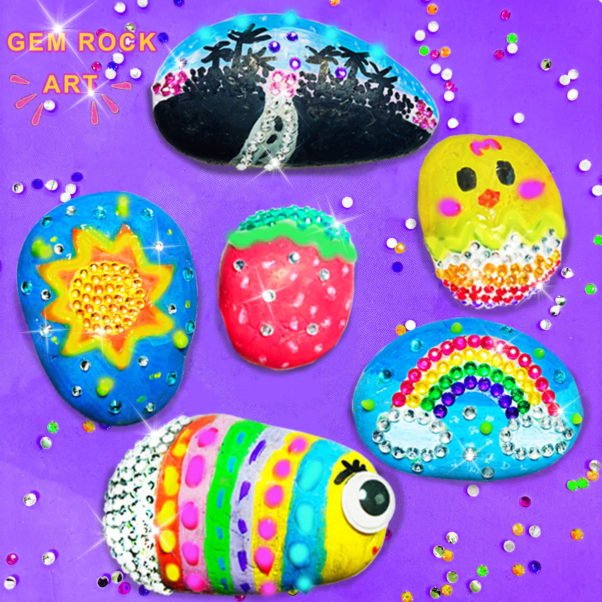 See You Always Rock Painting Kit - Glow in The Dark Rock Kits, Mess-Free Arts & Crafts Gifts for Kids Ages 5 6 7 8 9 10, Diamonds DIY Creative Activities Kits for Boys Girls Birthday Party Gift Toy See You Always
