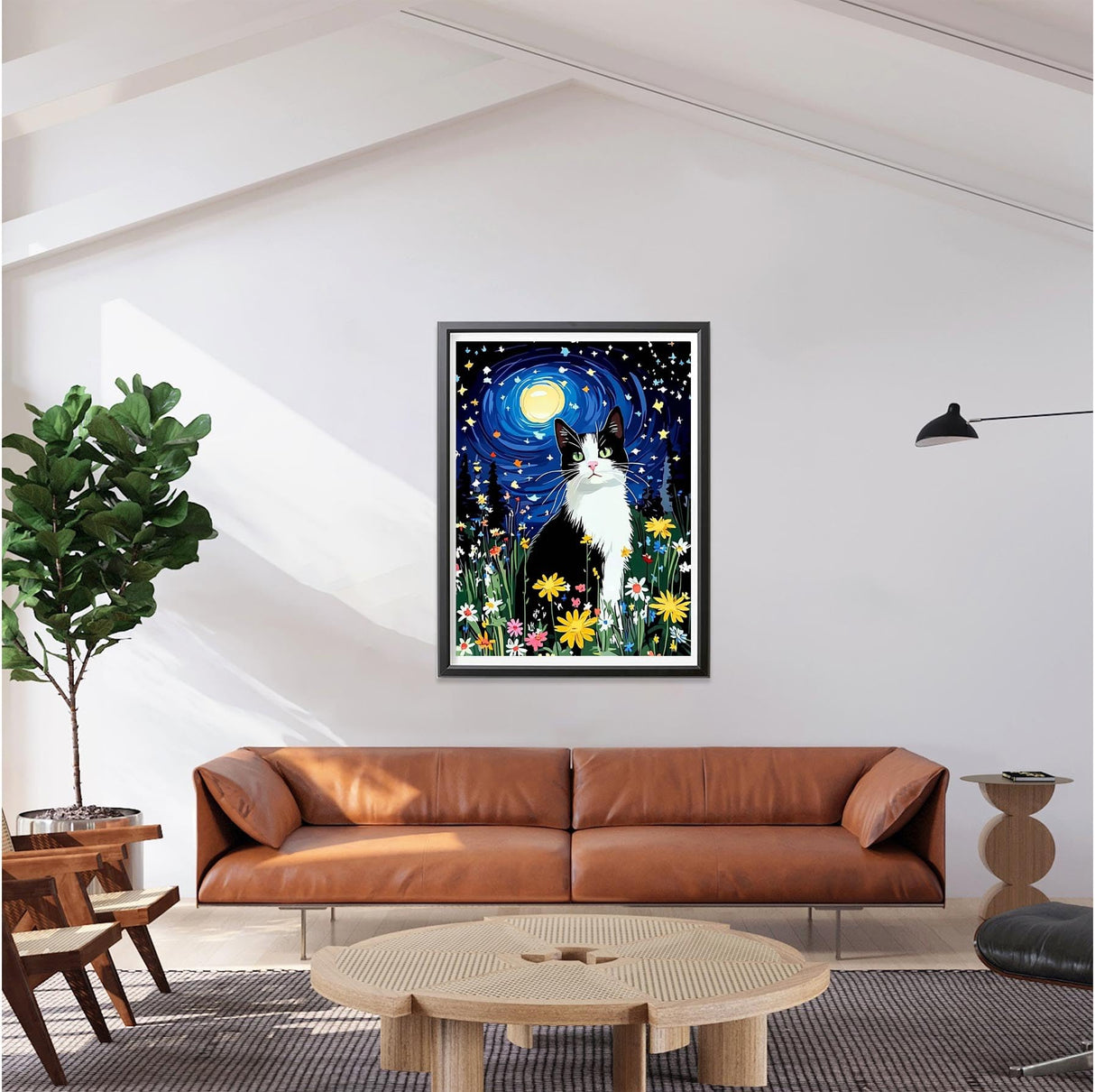 LOMSIOY DIY 5D Diamond Art Kits for Adults, Cat Diamond Painting Kits for Beginner, Starry Sky Diamond Art with Round Full Drill Rhinestone Crafts Gem Arts for Home Wall Decor 12x16 inch LOMSIOY