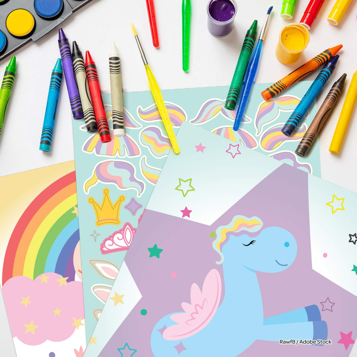 Bendon Inc. Unicorn Coloring and Activity Book with Crayons and 30 Stickers (48470) Bendon