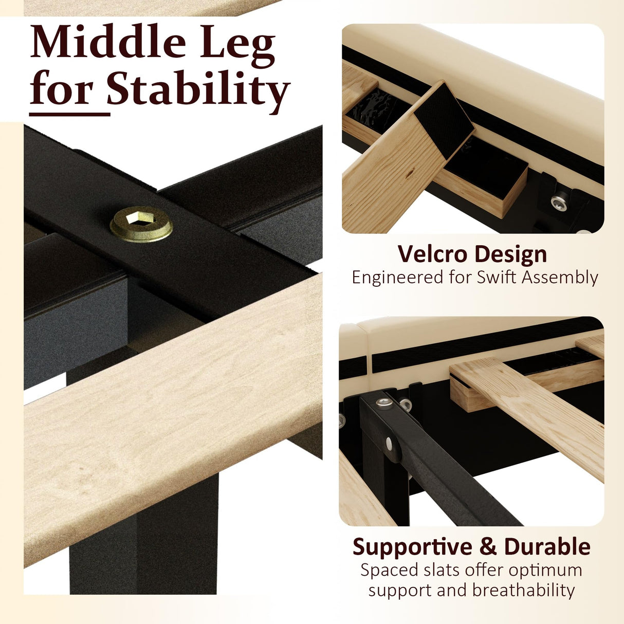 Queen Size Platform Bed Frame with Velvet Upholstered Headboard, Button Tufted Headboard and Footboard, Anti-Collision Soft Rounded Corners, No Box Spring Needed, Easy Assembly, Beige viplov