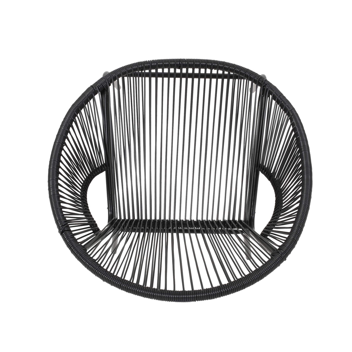 Janusline Outdoor Modern Faux Rattan Club Chair, Bistro Outside Chairs Set of 2, Stackable Cafe Arm Chairs, All-Weather Conversation Bistro Outside Club Chair Set for Patio Lawn Garden, Black Janusline