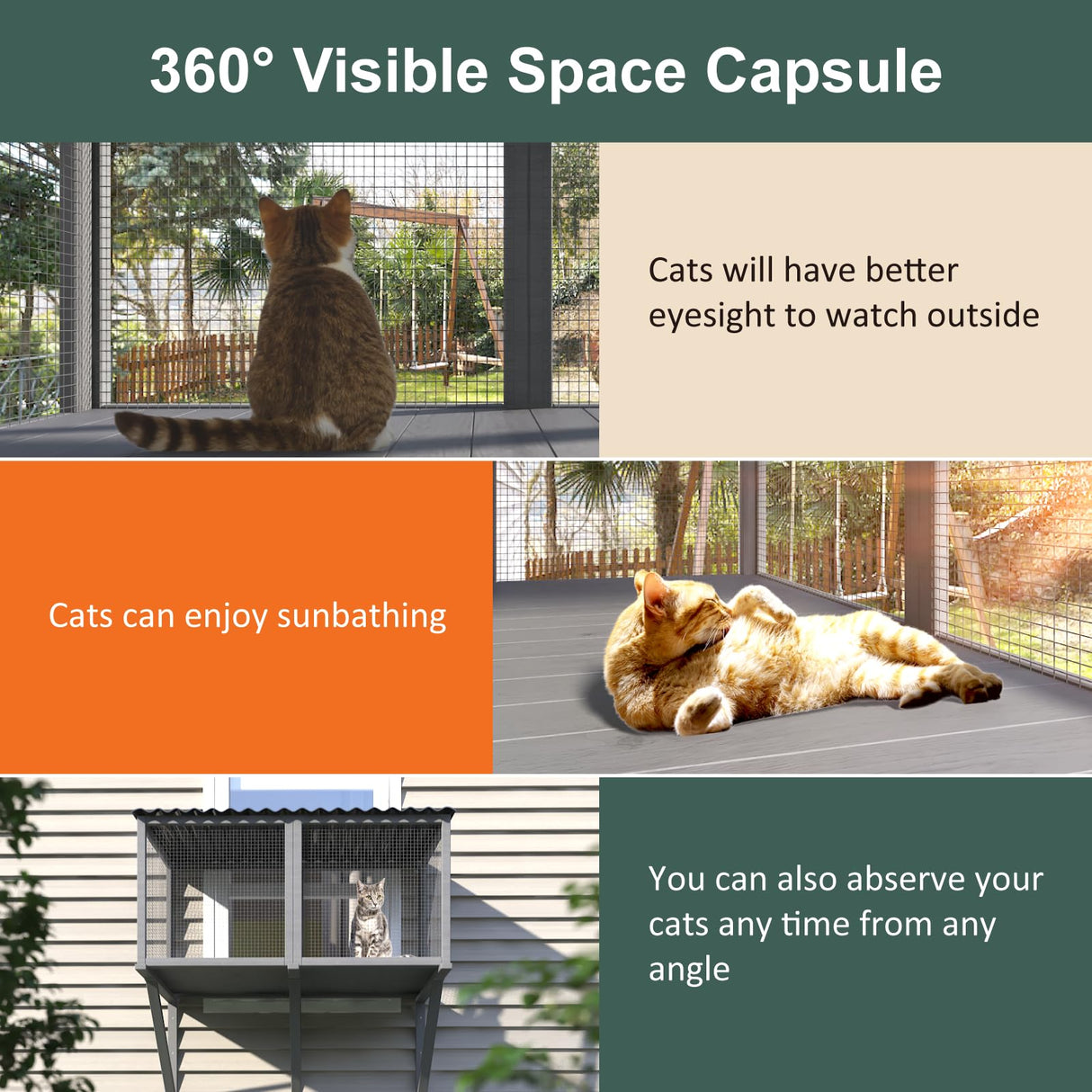 TIMHAKA Cat Catio, Cat Window Perch for Large Indoor Cats - for Sunbathing, Napping & Overlooking, Wooden Cat Window Hammock for Safely Enjoying The Outdoor Sights Scents and Sounds TIMHAKA