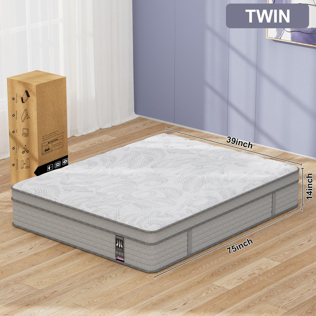 MSJh Twin Mattress 14 Inch,Memory Foam Mattress with Pocket Spring, Soft & Comfortable Medium Firm, Motion Isolation, Pressure Relief, CertiPUR-US Certified (75"*39"*14") MSJh