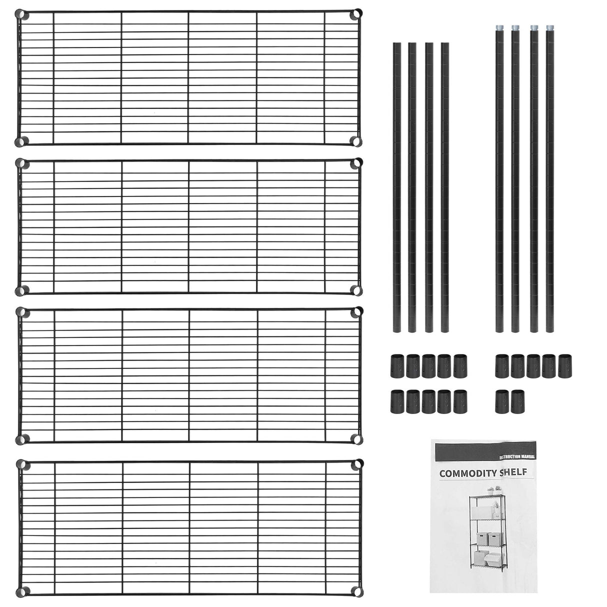 ZENY 4-Shelf Adjustable, Heavy Duty Storage Shelving Unit, Steel Organizer Wire Rack, Storage Rack with Leveling Feet for Kitchen Office Garage ZENY