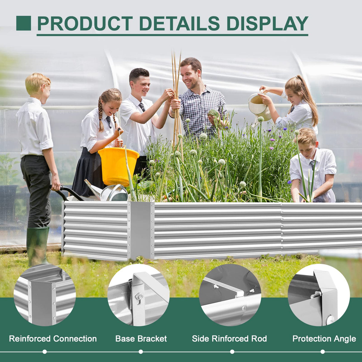 Land Guard 8×4×2 ft Galvanized Raised Garden Bed Kit, Galvanized Planter Raised Garden Boxes Outdoor, Large Metal Raised Garden Beds for Vegetables. Land Guard