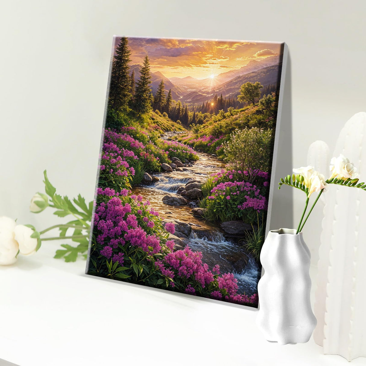 JOOZ Landscape Paint by Number for Adults Beginner with Frame Paint by Number Kits Sunsets on Canvas with Easel DIY Digital Oil Painting for Home Wall Decor Gifts 7.87x11.81 Inch JOOZ