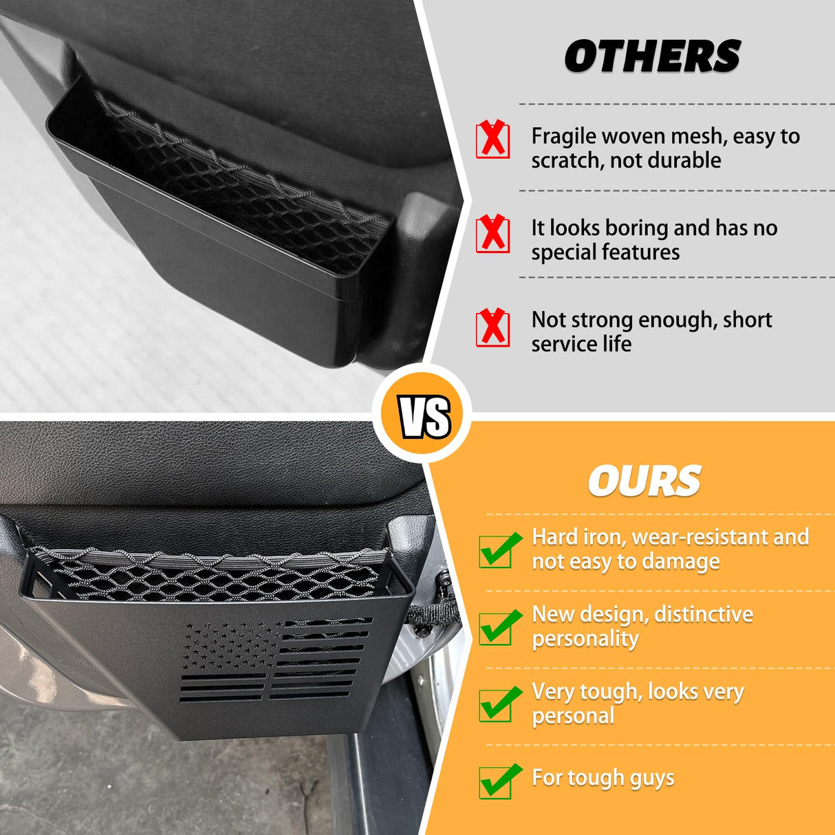 MAIKER Metal Rear Door Storage Box, Door Side Insert Organizer Box Pockets for 2007-2018 Jeep Wrangler JK 4 Door 2pcs(Black) MAIKER OFF ROAD