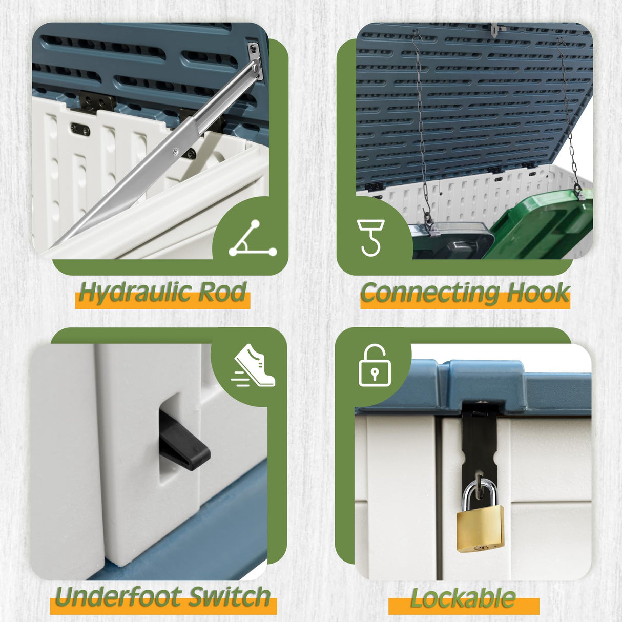 Greesum Outdoor Resin Storage Shed, 34 Cu.ft Horizontal Outdoor Storage Box Waterproof for Garden, Pool Storage, White Greesum