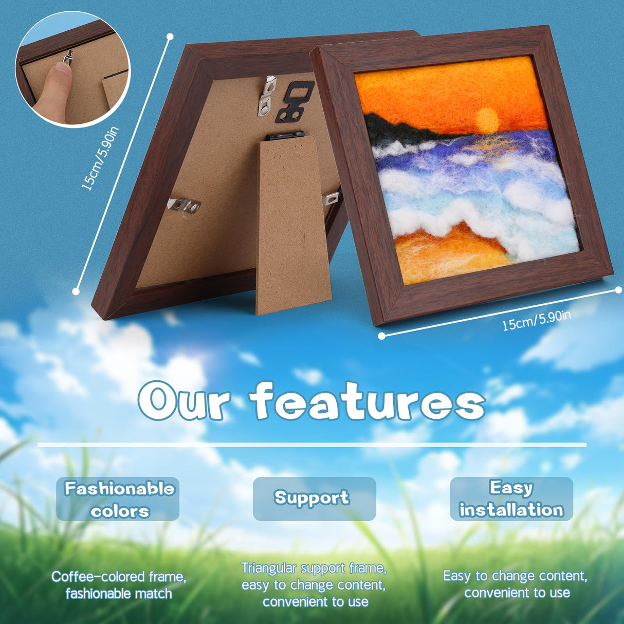 QMNNMA Needle Felting Kits for Beginners, Needle Felt Painting Kit, Wool Felting Kit with Picture Frame, Foam Pad, Felt Cloth, and Instructions, Used for Home Decoration, Art Craft QMNNMA