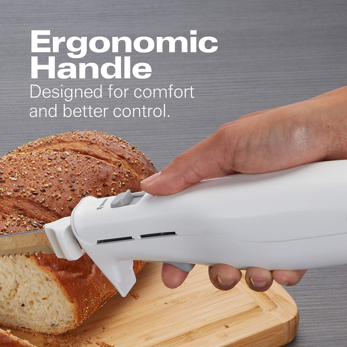 Hamilton Beach Electric Knife Set for Carving Meats, Poultry, Bread, Crafting Foam & More, Reciprocating Serrated Stainless Steel Blades, Ergonomic Design Storage Case + Fork Included, 5Ft Cord, White Hamilton Beach