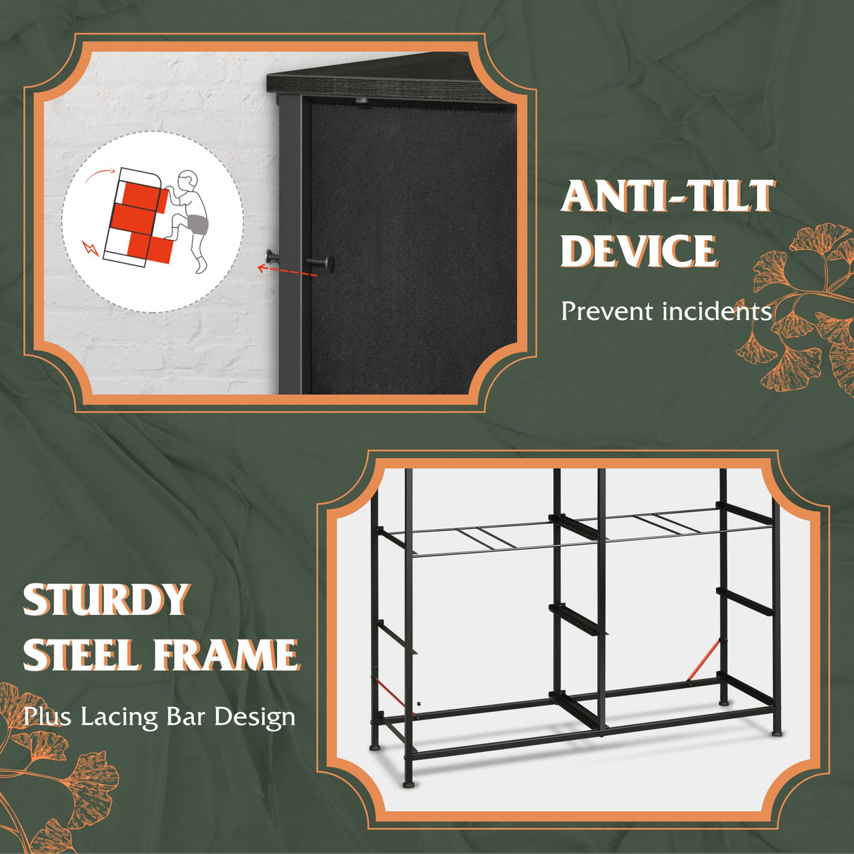 WLIVE Dresser for Bedroom with 8 Drawers, Wide Fabric Dresser for Storage and Organization, Bedroom Dresser, Chest of Drawers for Living Room, Closet, Hallway, Charcoal Black Wood Grain Print WLIVE