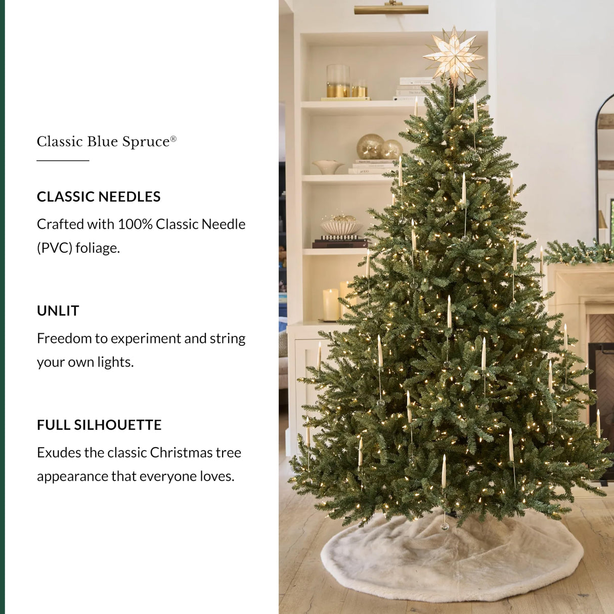 Balsam Hill 7.5 ft Unlit Classic Blue Spruce - Artificial Christmas Tree with 2,960+ Tips, Premium Stand, Storage Bag & Easy Assembly for Indoor Holiday Decorating Balsam Hill