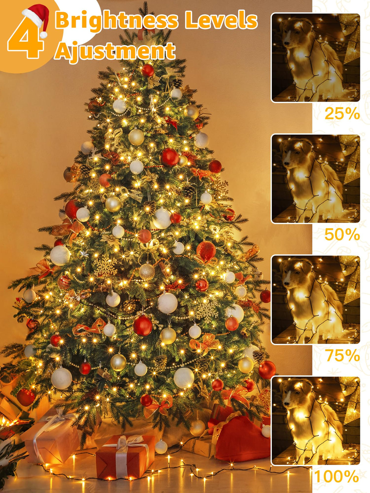 BrightChristmas 1000 LED 328 FT Christmas Lights, Waterproof Outdoor String Lights with Remote and Timer, Christmas Tree Lights with 8 Modes Dimmable, Fairy Lights for Holiday Decor (Warm White) BrightChristmas