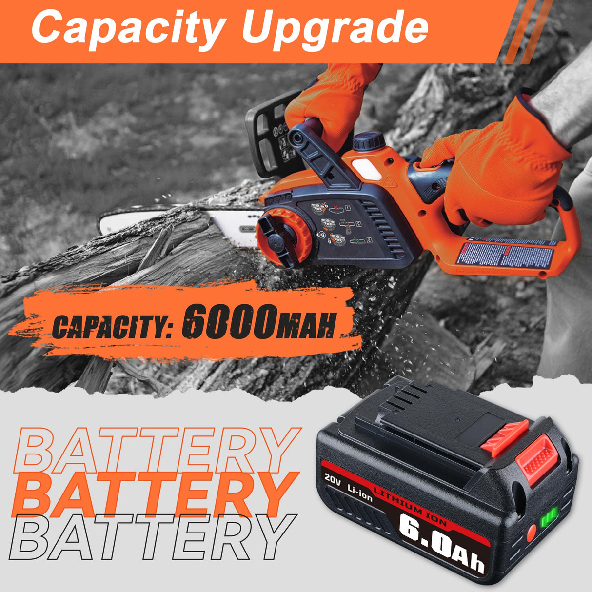 Masione 2X 6.0Ah 20V Repalcement for Black and Decker 20V Lithium Battery LB2X4020 LB2X4020-OPE Compatible with Black and Decker 20V Battery Cordless Tools and Outdoor Equipment Masione