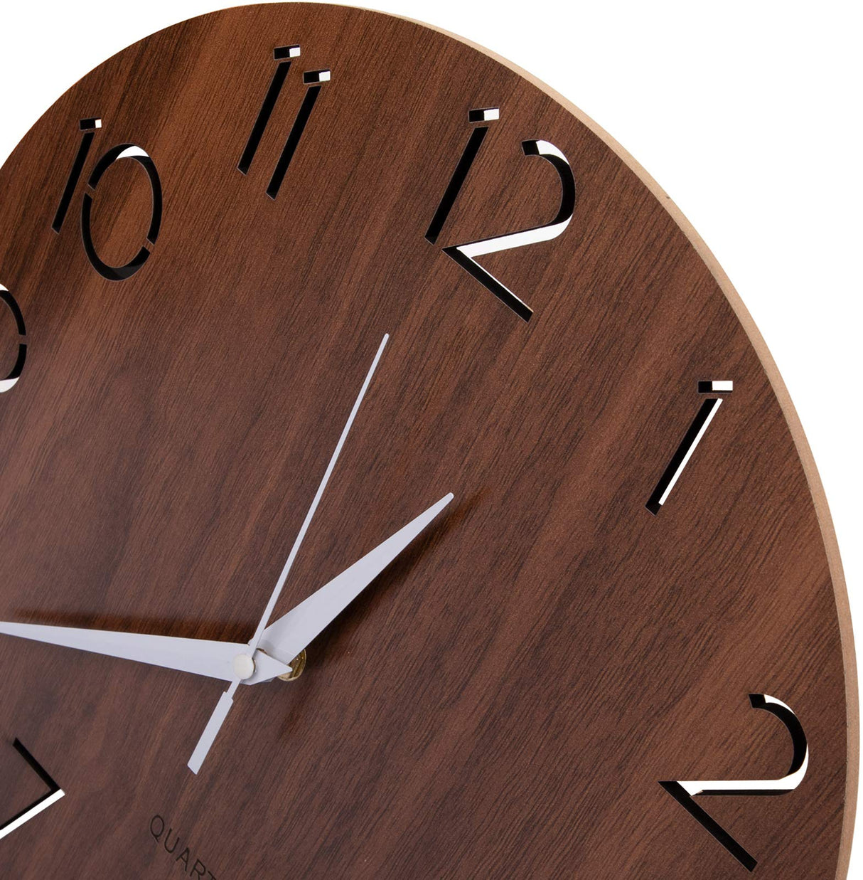 Nicunom 12 Inch Wooden Wall Clock, Cut-Out Numbers Design, Rustic Country Style Wall Clocks, Silent Non-Ticking, Decor for Home Living Room Bedroom Kitchen Office - Battery Operated Nicunom