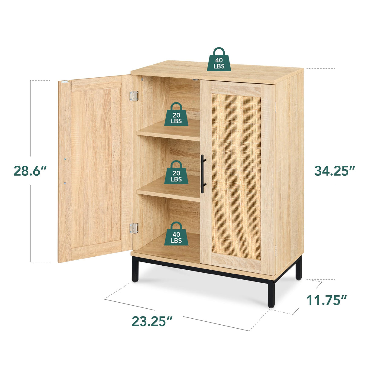 Best Choice Products 2-Door Natural Rattan 34 x 24in Multiuse Storage Cabinet for Bathroom, Living, Dining Room, Entryway w/Adjustable Shelves Best Choice Products