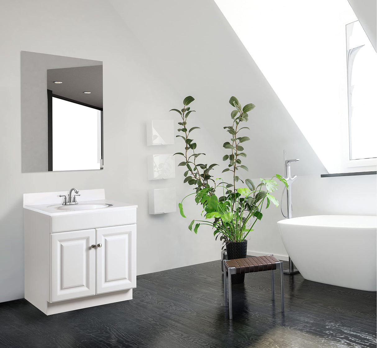 Design House 597153 Wyndham Unassembled Bathroom Vanity Cabinet Without Top, 30 x 21/2 Door, White Design House