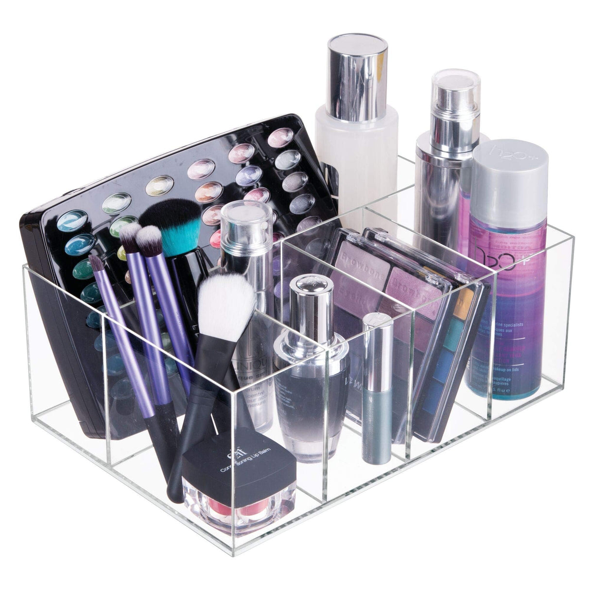 iDesign 5 Compartment Plastic Bathroom Storage Organizer, The Clarity Collection – 9.88” x 6.88” x 4”, Clear InterDesign