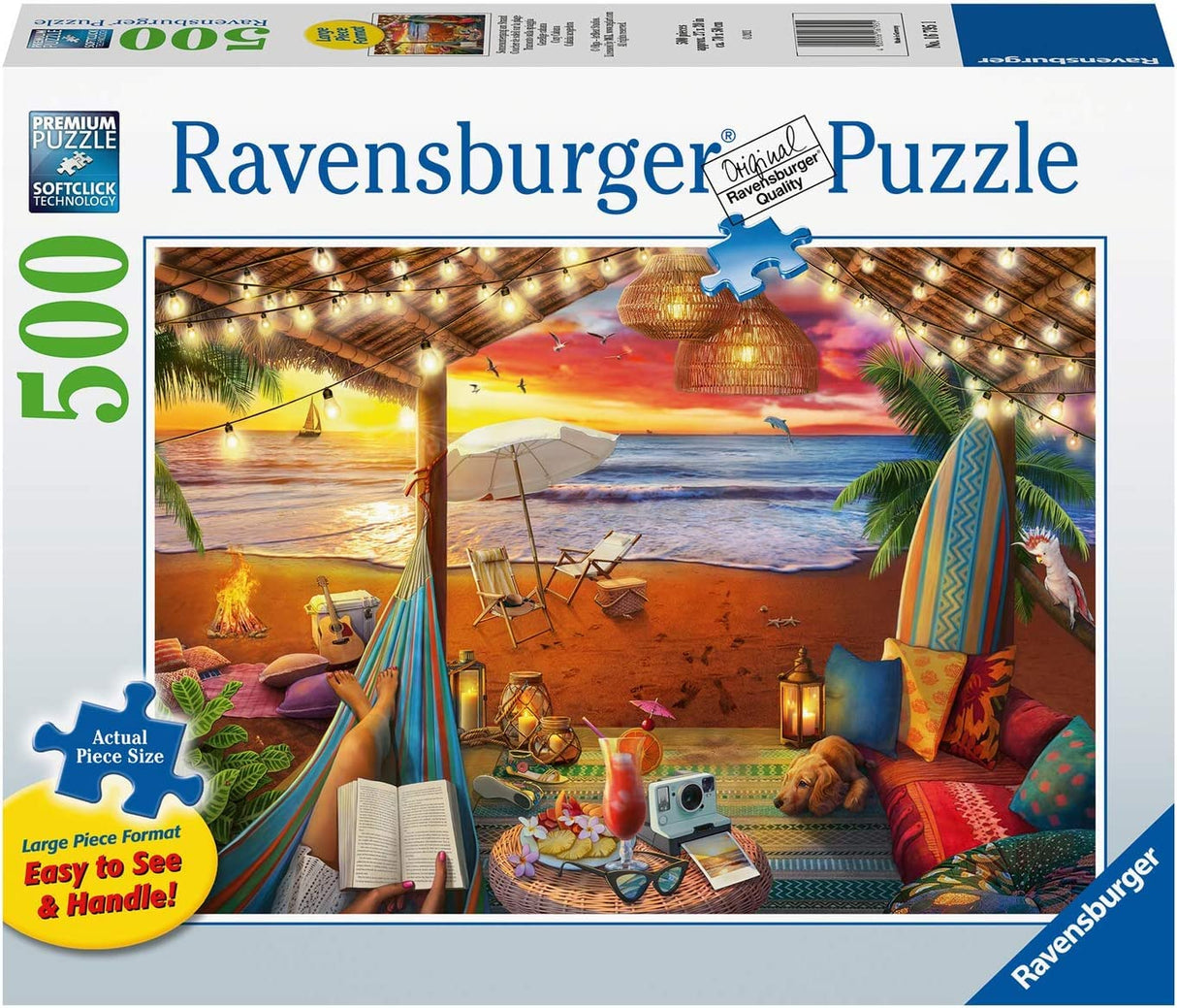 Ravensburger Cozy Cabana Puzzle - Tranquil 500-Piece Jigsaw | Unique Softclick Technology | Large Format | FSC-Certified Materials | Ideal Family Fun Activity Ravensburger