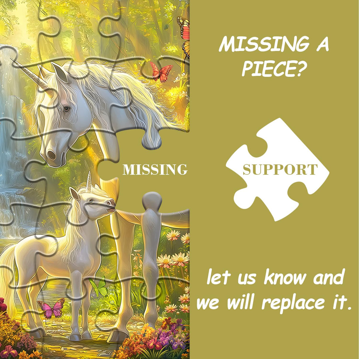 Magic Unicorn Puzzles for Adults 1000 Pieces, Nature Floral Butterfly Garden Jigsaw Puzzle, Flowers Animal Plant Forest Themed, Challenging for Adults PICKFORU