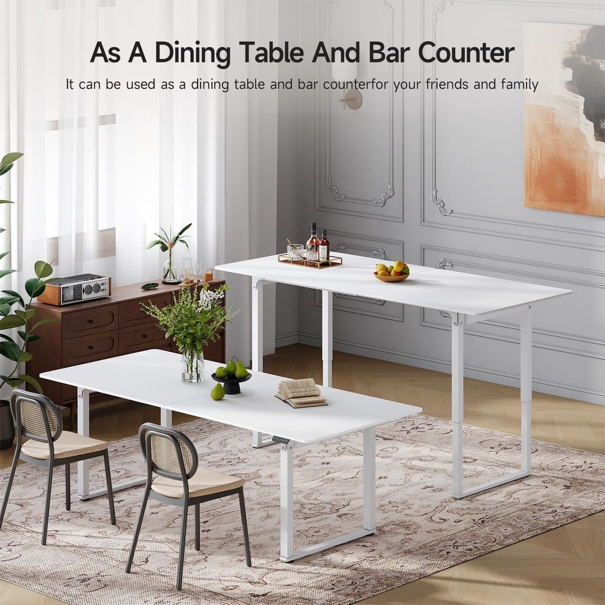 ONBRILL Standing Desk, 71x32 Inches Stand Up Desk with 4 Legs, Rectangle Desk with 2 Dual Motor & Memory Controller, Sit Stand Desk Adjustable Height from 28-46" for Computer Workstation, White ONBRILL