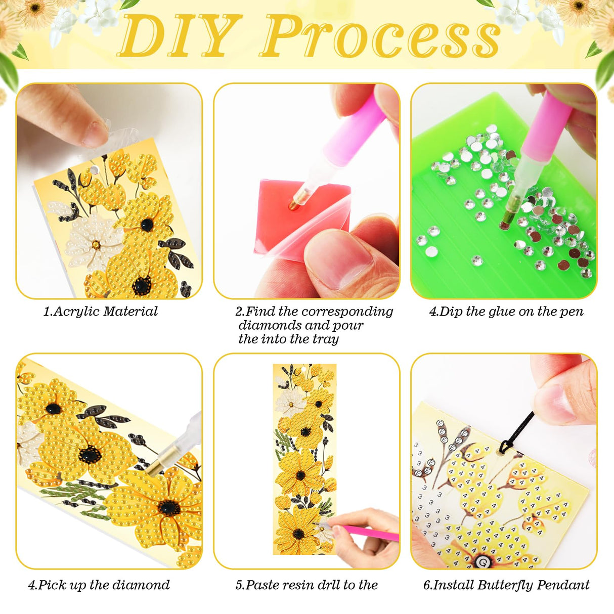 4pcs Flower Diamond Art Bookmarks Kit Floral Diamond Bookmarks for Adults 5D DIY Diamond Art Kit for Spring Reading Lover Book Lover Students DIY Gem Crafts Gift Cumule