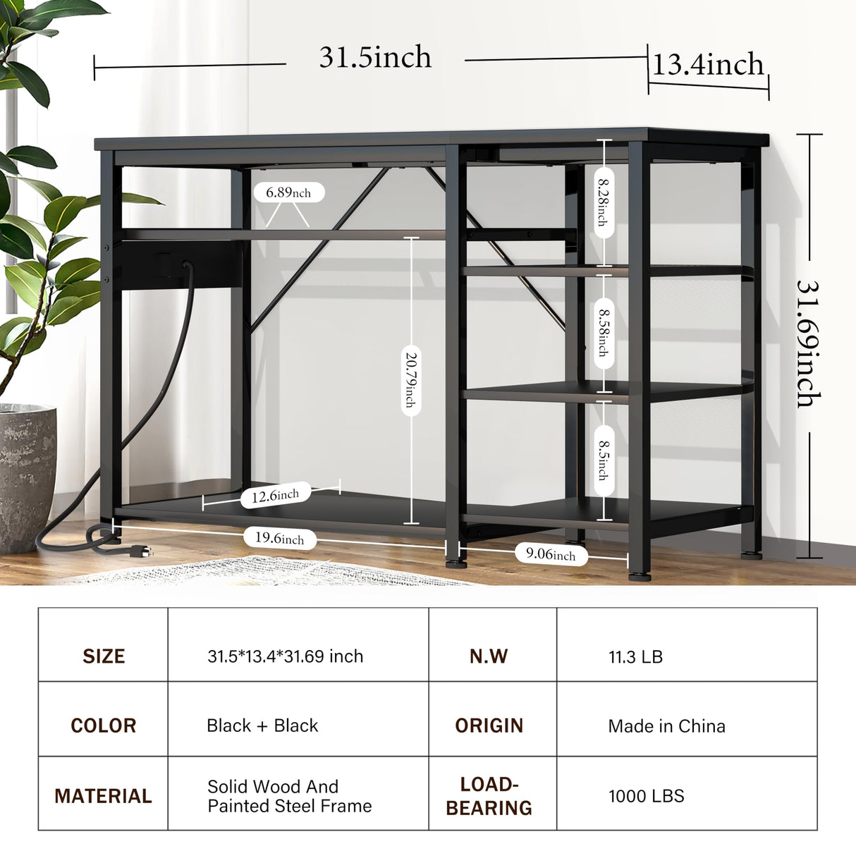 30-40 Gallon Aquarium Stand: Heavy Duty With Power Outlets and Cabinet for Tank Accessories Storage - Metal Frame, 1000LBS Capacity, Suitable for Fish & Reptile Terrariums Keelian