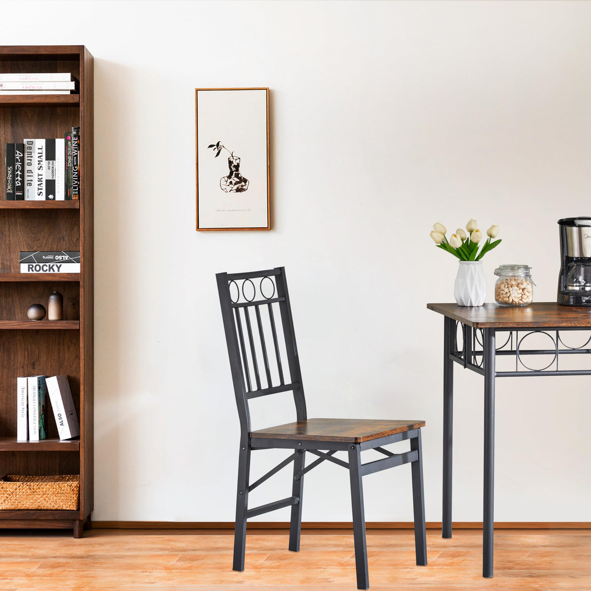 JOIN IRON Folding Dining Chair Set of 2, Foldable Kitchen Chairs, Metal Frame, no Assembly Required, Easy to Store, Suitable for Small Spaces, Rustic Brown JOIN IRON