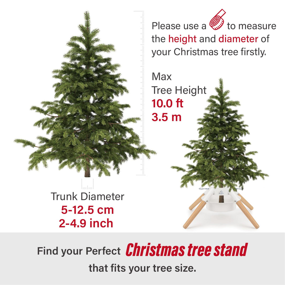 White Christmas Tree Stand Metal Xmas Tree Base Holder Stand for 10ft Real Tree Christmas Tree Decorations Fits Up to 4.9" Xmas Tree Trunks Tree Nest
