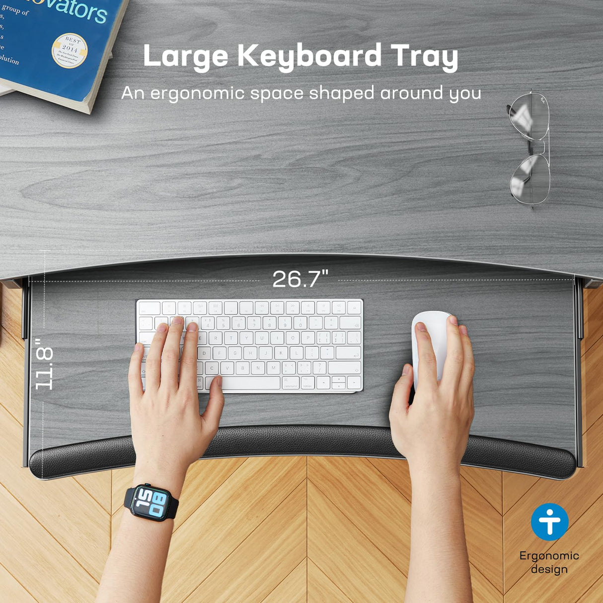 HUANUO Standing Desk Adjustable Height, 55" x 24" Electric Stand Up Desk for Home Office with Large Keyboard Tray(26.7"), 4 Memory Height Setting, Computer Workstation, Grey HUANUO