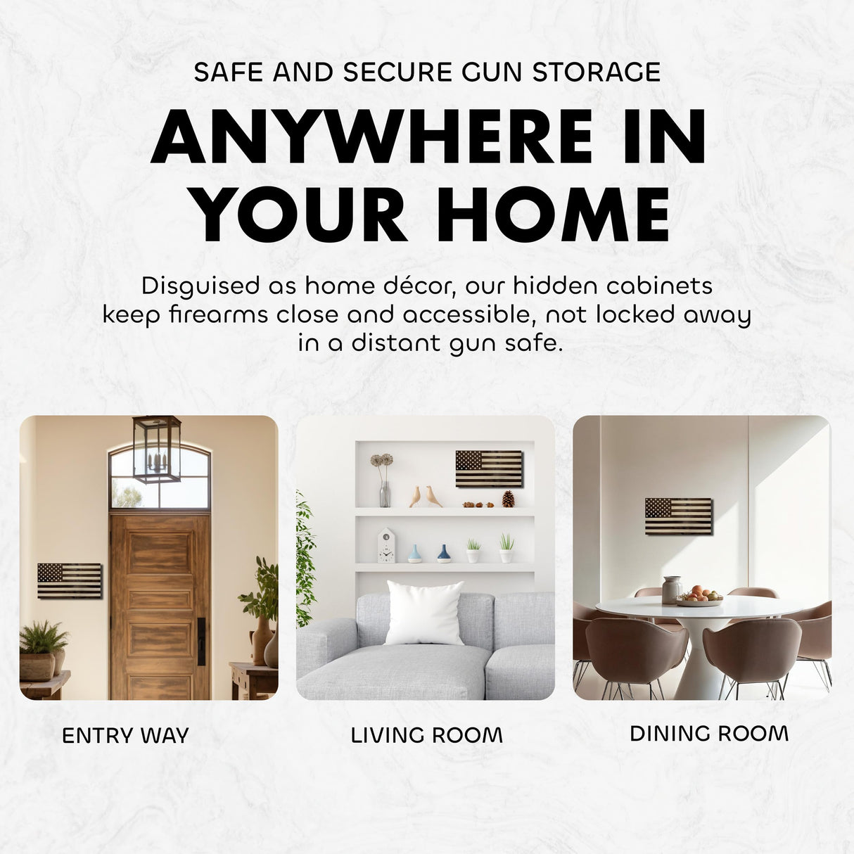 American Flag Hidden Gun Safe - Quick Access Hidden Gun Shelf - Concealment Shelf with Magnetic Lock - Wall Gun Safe for Secure Firearm Storage - Handcrafted In USA by Bellewood Designs (Dark Walnut) Bellewood Designs