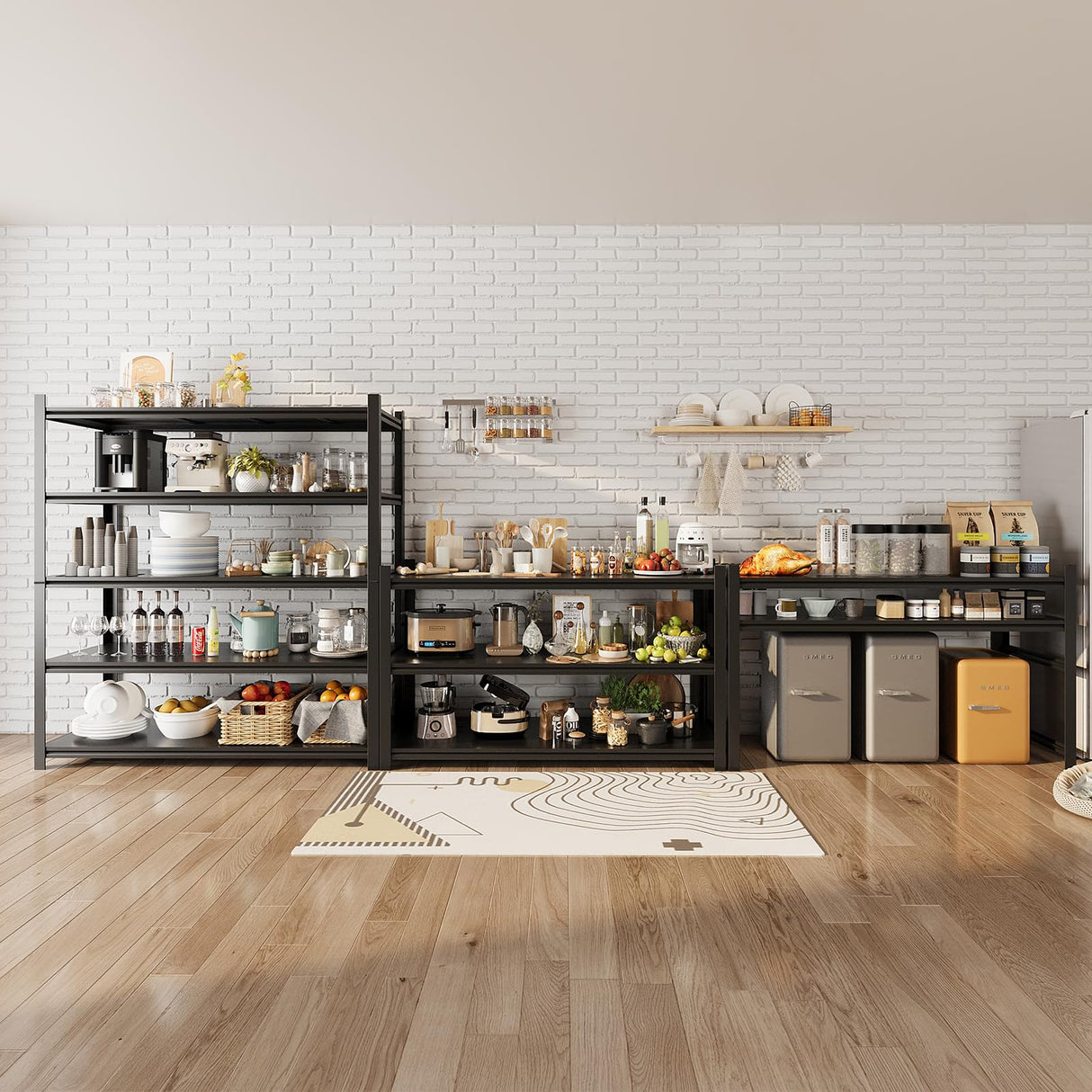 Howzone 48.2" W Garage Shelving 3000LBS Storage Shelves Heavy Duty Garage Storage Shelves Adjustable 5 Tier Metal Shelves for Storage Industrial Heavy Duty Shelving Utility Shelf 24.2"Dx48.2"Wx 72.2"H Howzone