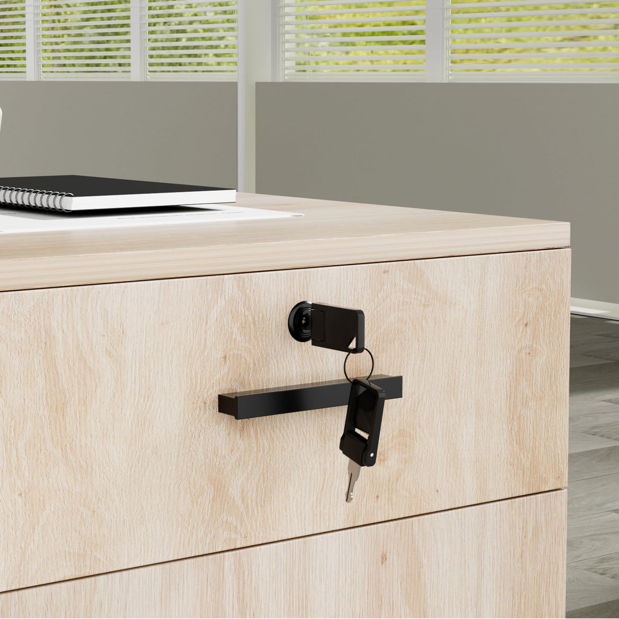 TUSY Modern Reception Desk with Storage Drawers, 55.1" Office Counter with Power Outlets, Contrast Color Secretary Table, Front Desks for Salon, Lobby – White (55.1" W x 23.6" D x 43.3" H) TUSY