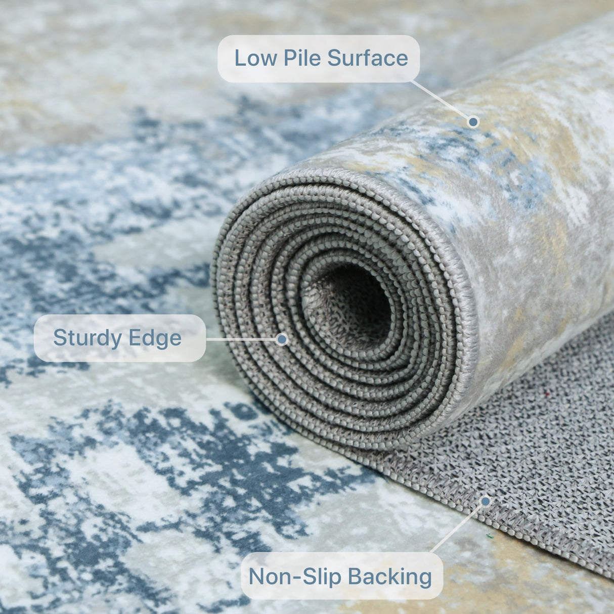 BEIMO Runner Rug for Hallway Kitchen 2x6 Machine Washable Runners Rug for Entryway, Blue Cream Soft Modern Abstract Throw Rugs, Floor Carpet with Non Slip Rubber Backing BEIMO