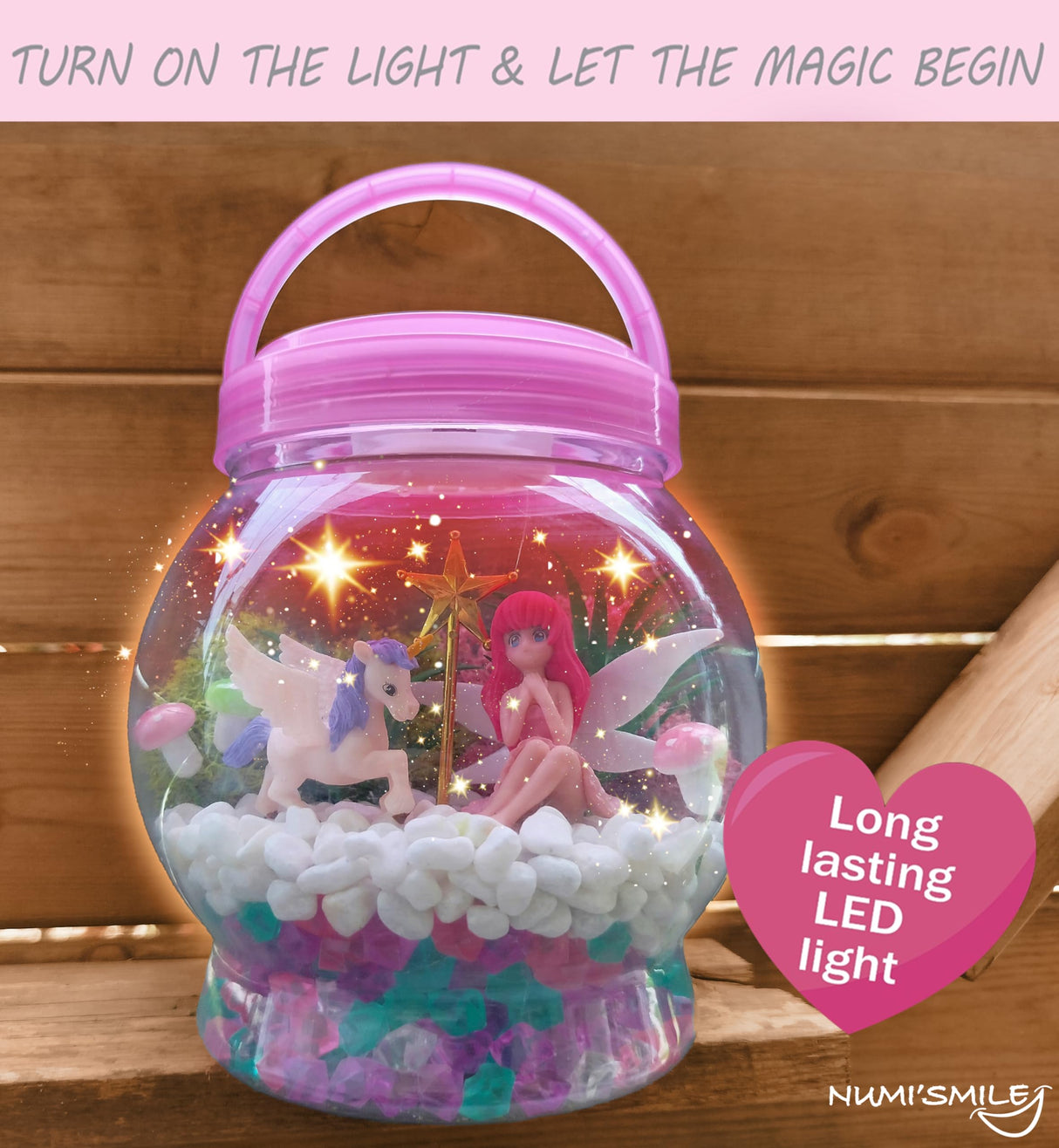 Make Your Own Light-Up Fairy & Unicorn Terrarium Arts and Crafts for Kids, Fairy Gifts for Girls Ages 4 5 6 7 8 9 10 Years, Best DIY Art Set, Unicorns Gifts & Little Girls Fairy Toys Birthday Present NUMI'SMILE