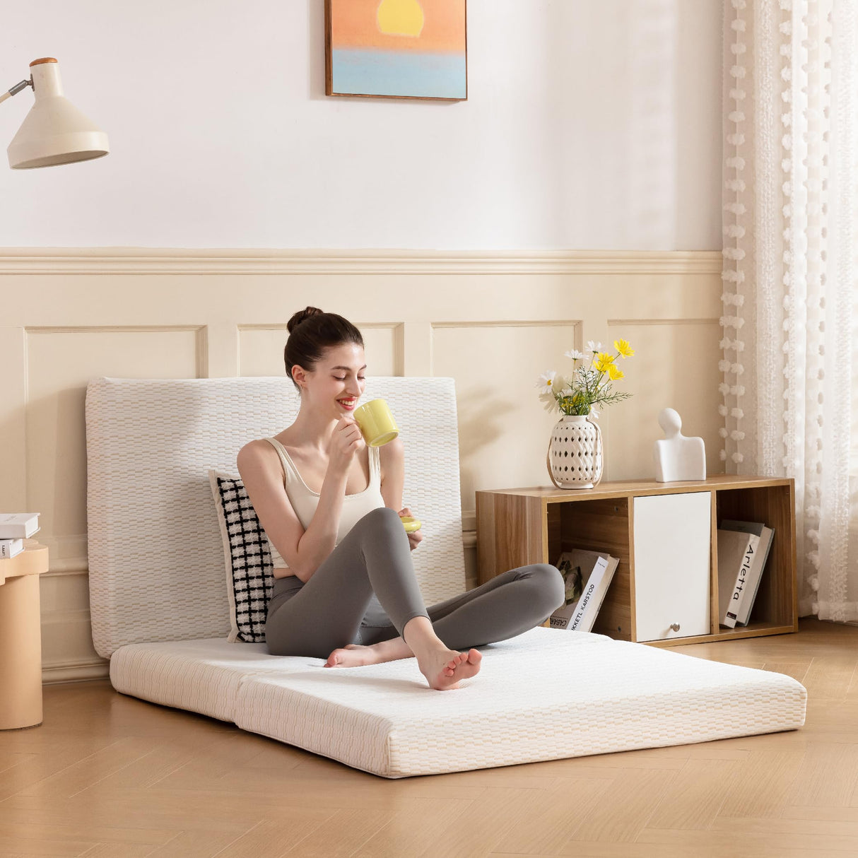 MLILY Folding Mattress, 3 inch Single Tri-fold Memory Foam Mattress, Foldable Mattress with Storage Bag and Washable Cover, Travel and Guest Mat, 75"×25", White MLILY