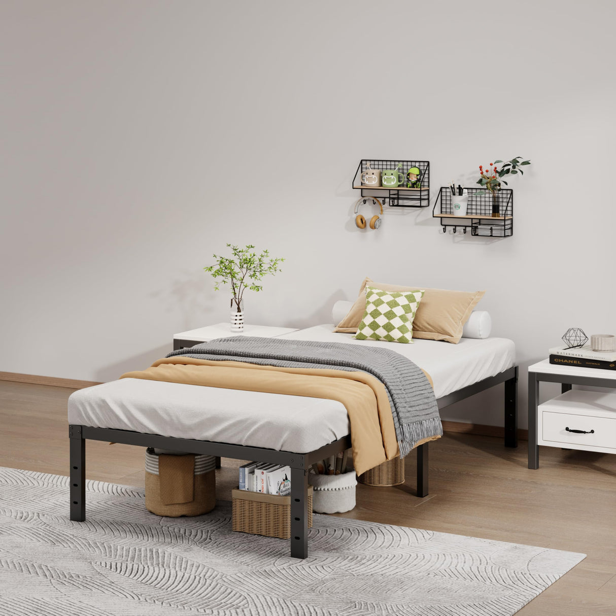 LUMUNANCE Metal Bed Frame Twin Size - 14 Inch Heavy-Duty Twin Platform Bed Frame No Box Spring Needed, Easy Assembly, Noise-Free, Sturdy Mattress Foundation, Underbed Storage Space LUMUNANCE