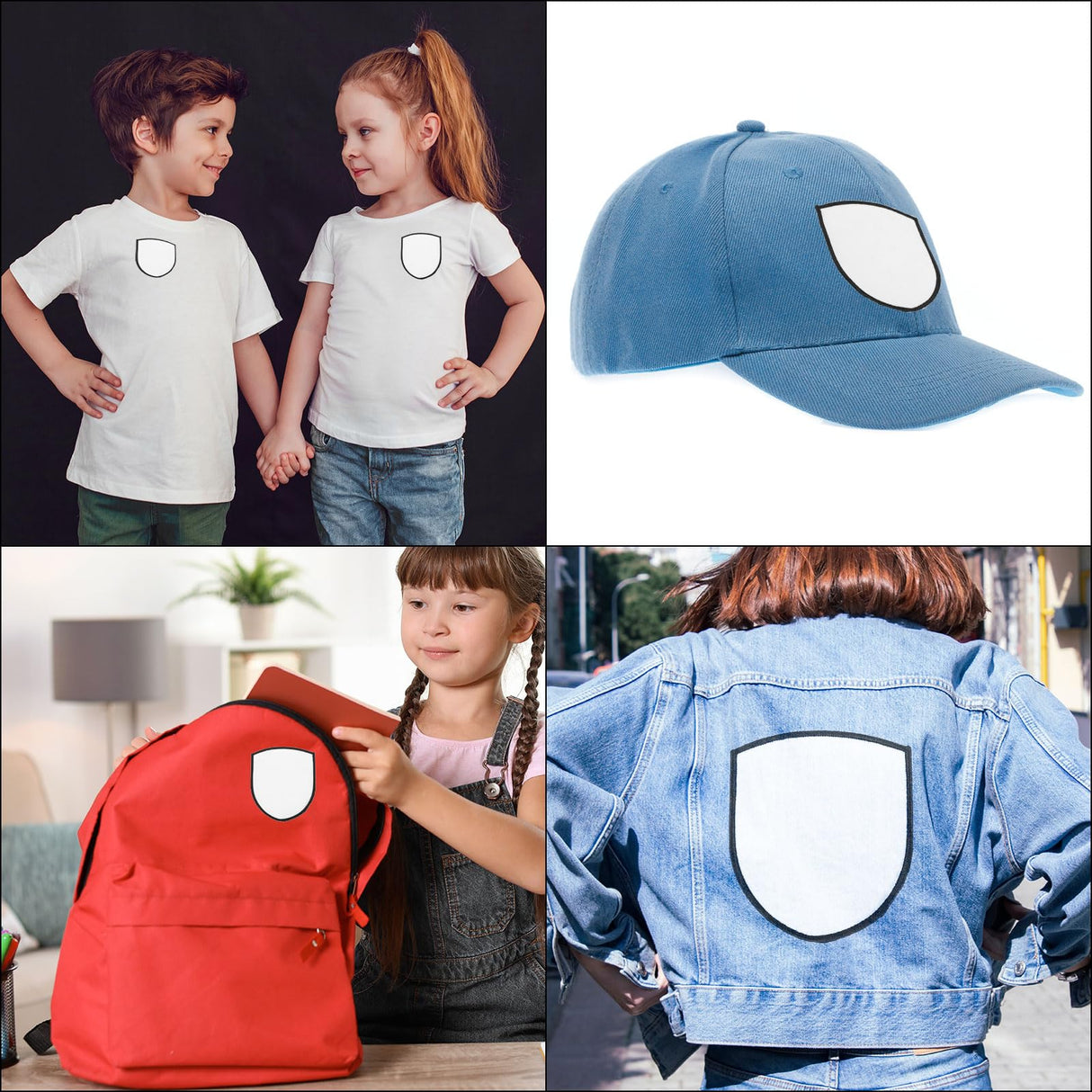 MECCANIXITY 20pcs Sublimation Patch Blank, Fabric Iron-on Blank Heat Transfer Repair Patch for DIY Crafts Caps Clothes Shoes Bags White with Black Border MECCANIXITY