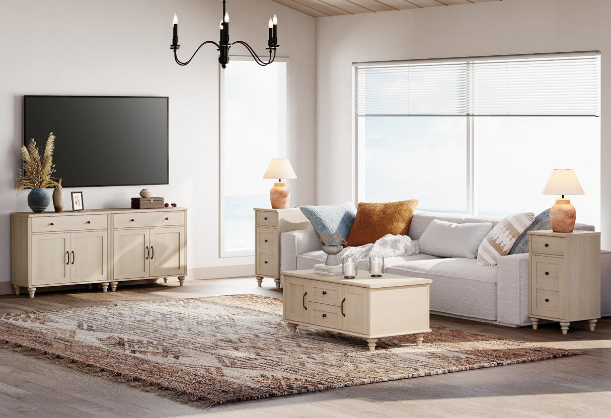 WAMPAT Buffet Cabinet with 4 Doors and 2 Drawers, Large Coffee Bar Table Wood Kitchen Storage Cabinets with Storage Cabinets, Modern Farmhouse Sideboard Credenza for Dining Room, Beige, 68 inch WAMPAT