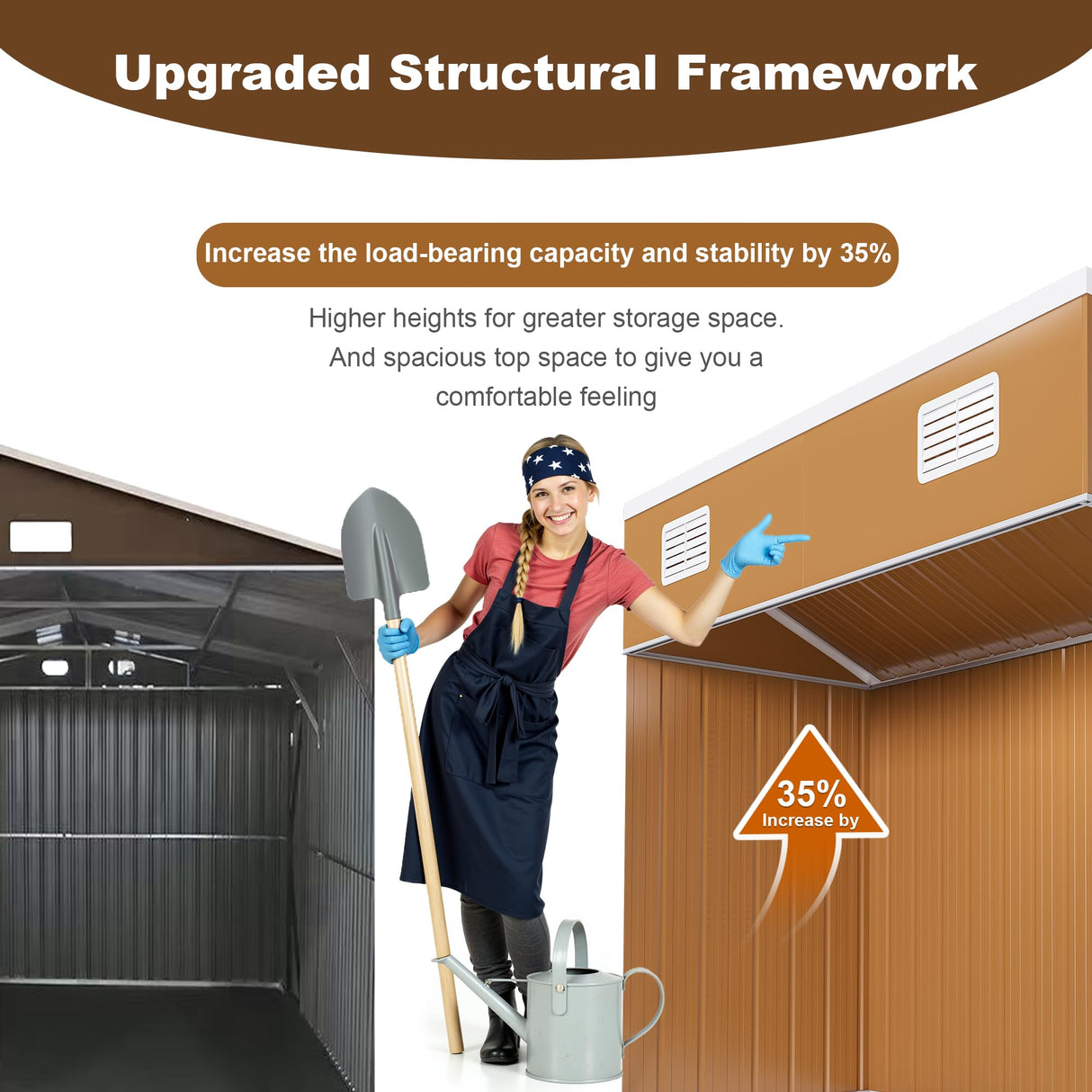 YOPTO 8x4 FT Sheds & Outdoor Storage,Heavy-Duty Metal Steel Shed with Windows and Weatherproof Sloped Roof,Waterproof Tool Sheds w/Lockable Door & Ventilation,for Garden,Lawn,Brown YOPTO