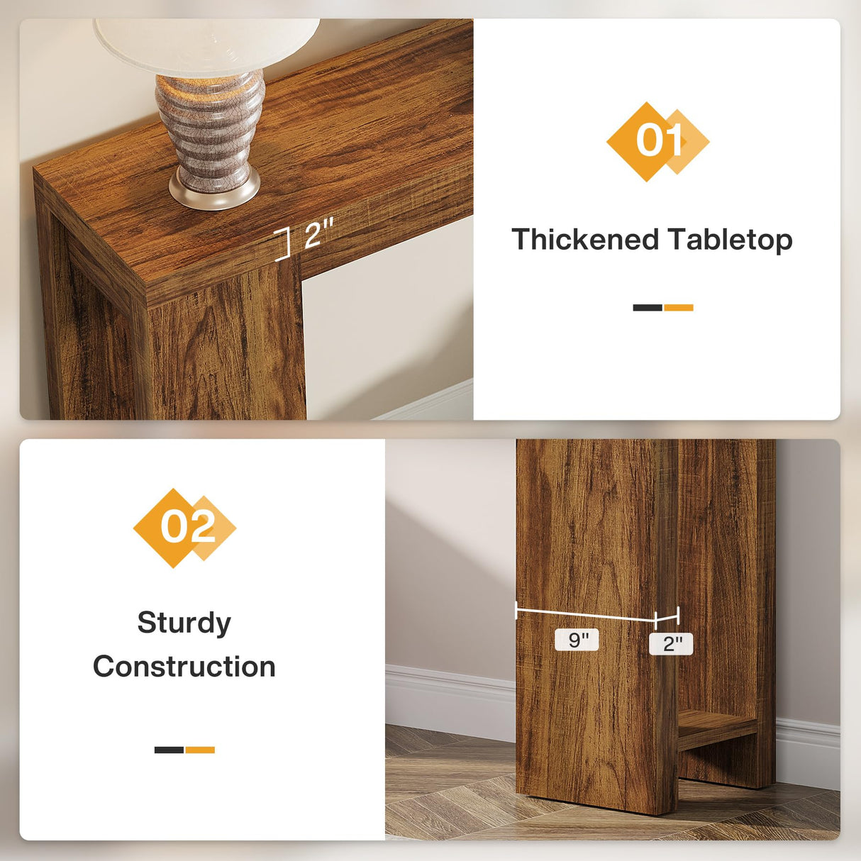 Tribesigns 70.9-Inch Extra Long Console Table, Farmhouse Wood Sofa Table Behind Couch, Narrow Entryway Accent Table for Living Room, Hallway, Entrance, Foyer, Dark Brown Tribesigns