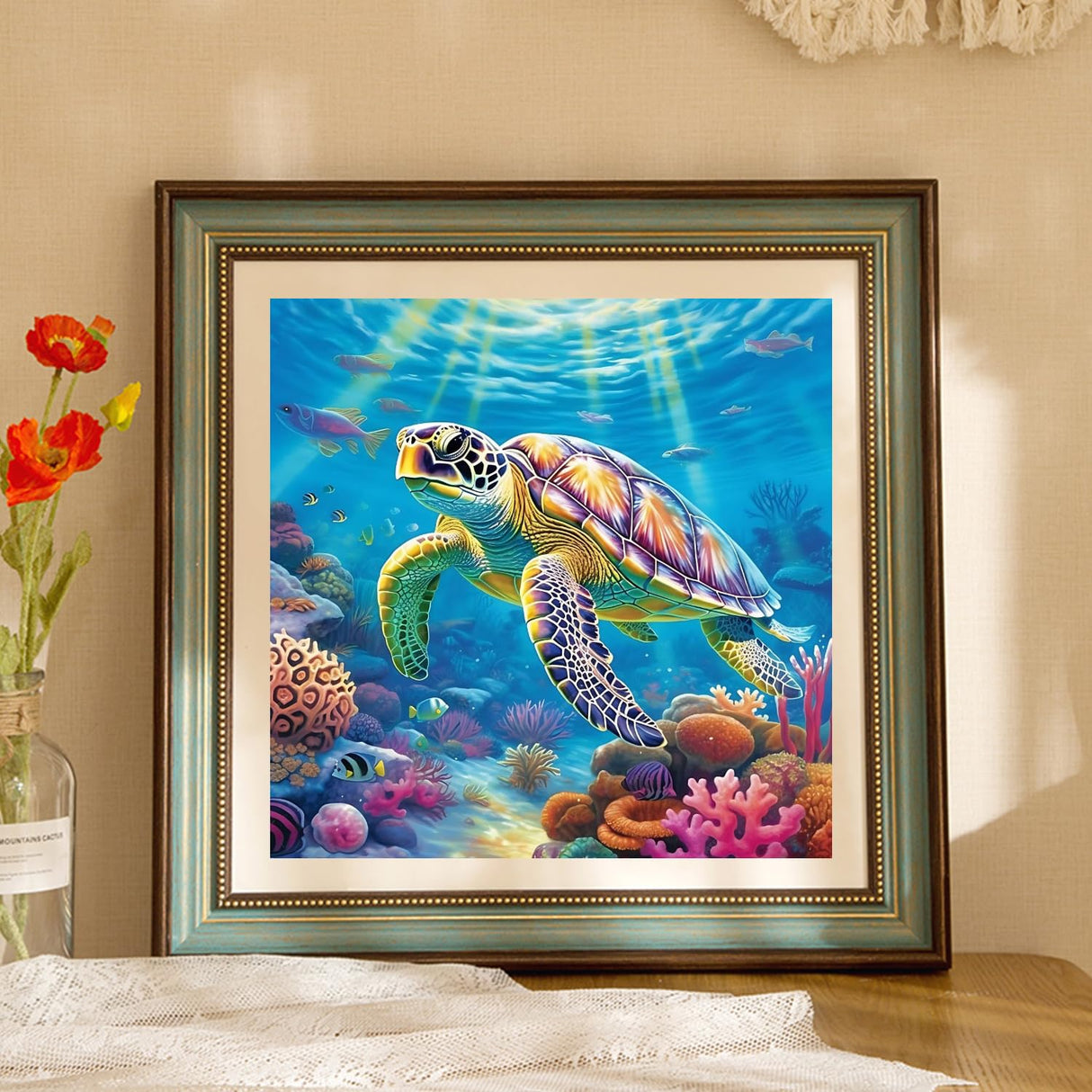 Sea Turtle Diamond Painting Kits for Adults Sea Turtle Diamond Art Kits for Adults DIY 5D Diamond Painting Kits for Beginners Home Wall Decor 11.8x11.8 Inch Mandun