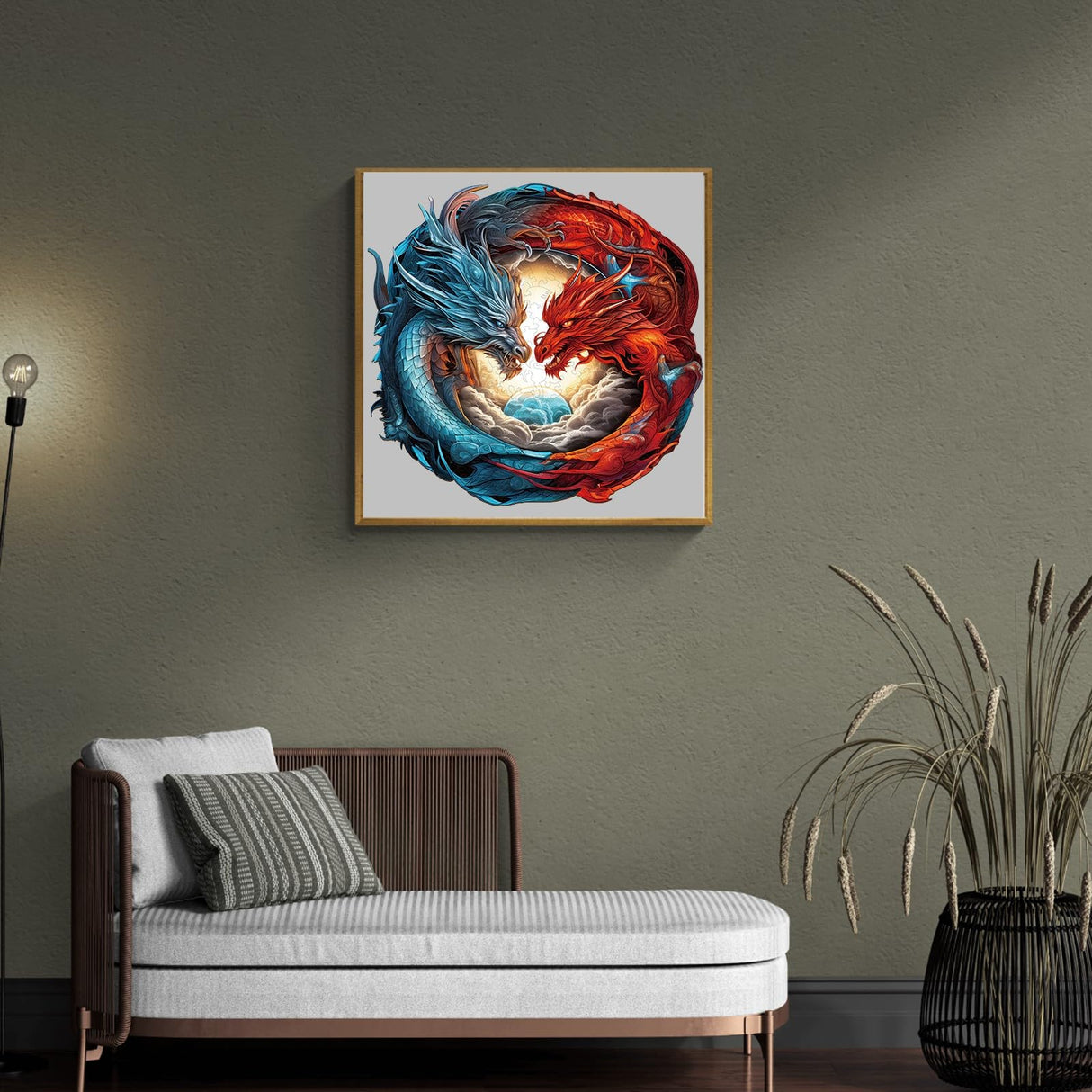 WOODBESTS Wooden Puzzle for Adults, Yin-Yang Dragon Puzzle (M, 200pcs, 11.3"x10.9") Beautiful Wooden Box, Wooden Jigsaw Puzzles Unique Shape, Birthday Gifts for Adults and Kids Family Game WOODBESTS