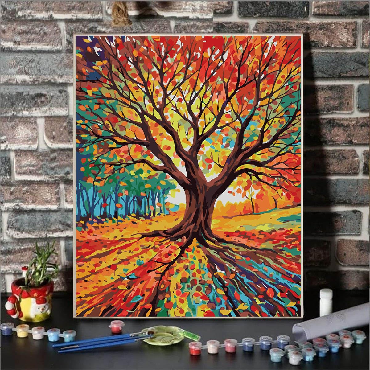 Tree of Life Paint by Numbers Kit for Adults Beginner Fall Tree Adult Paint by Number Kits On Canvas Adults' Paint-by-Number Kits DIY Oil Painting Kits for Gifts Home Wall Decor 16x20 Inch Lovepefe